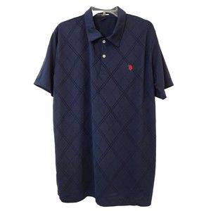 US POLO ASSN Golf Navy Blue Polo Shirt Red Logo Men's Size Large